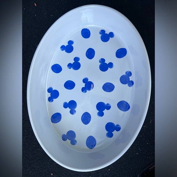 Disney Other - Disney Parks Homestead Blue Mickey Icon & Polka Dots Ceramic Tray NWT